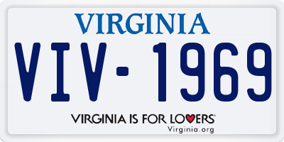 VA license plate VIV1969