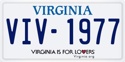 VA license plate VIV1977