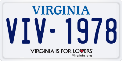VA license plate VIV1978