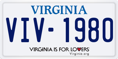 VA license plate VIV1980