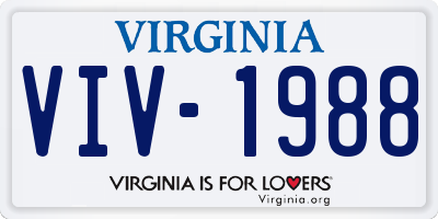 VA license plate VIV1988