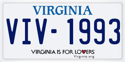 VA license plate VIV1993