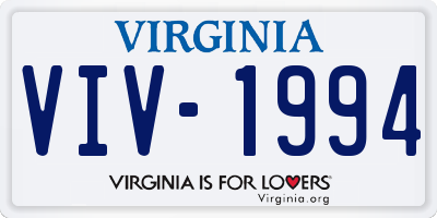 VA license plate VIV1994