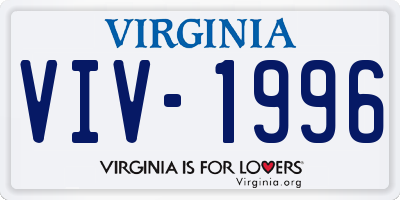 VA license plate VIV1996