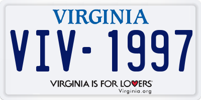 VA license plate VIV1997
