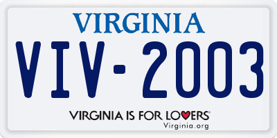 VA license plate VIV2003