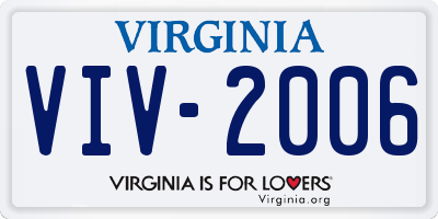 VA license plate VIV2006
