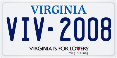 VA license plate VIV2008