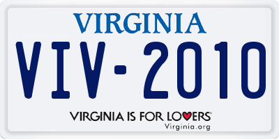 VA license plate VIV2010