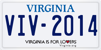 VA license plate VIV2014