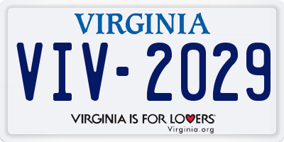 VA license plate VIV2029