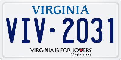 VA license plate VIV2031