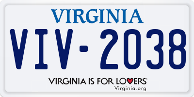 VA license plate VIV2038