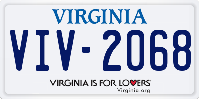 VA license plate VIV2068