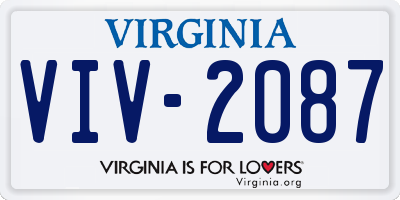 VA license plate VIV2087