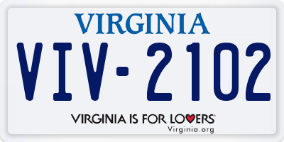 VA license plate VIV2102