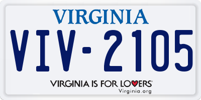 VA license plate VIV2105