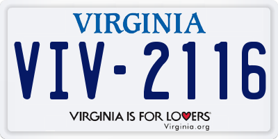 VA license plate VIV2116