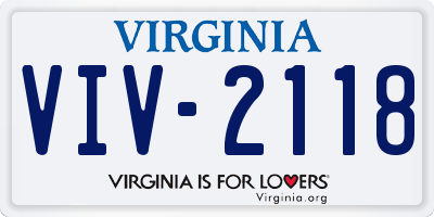 VA license plate VIV2118