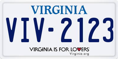 VA license plate VIV2123