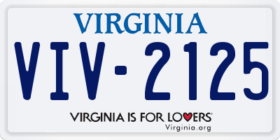VA license plate VIV2125