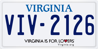 VA license plate VIV2126