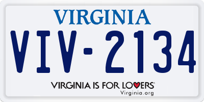 VA license plate VIV2134