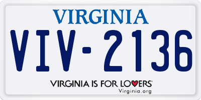 VA license plate VIV2136