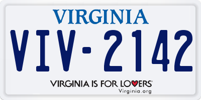 VA license plate VIV2142