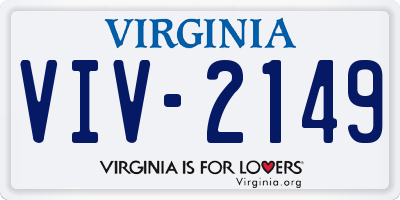 VA license plate VIV2149