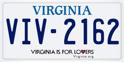 VA license plate VIV2162