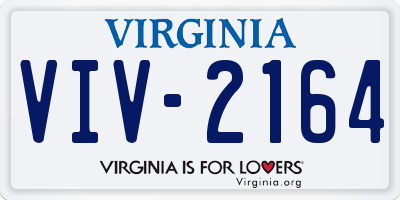 VA license plate VIV2164