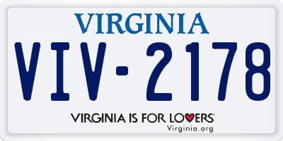 VA license plate VIV2178