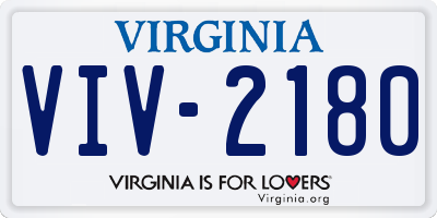 VA license plate VIV2180