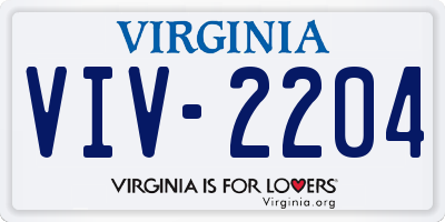 VA license plate VIV2204