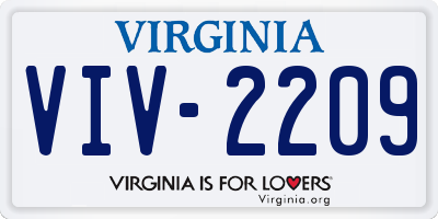 VA license plate VIV2209