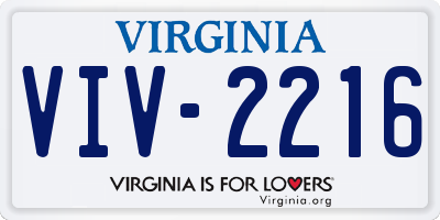 VA license plate VIV2216