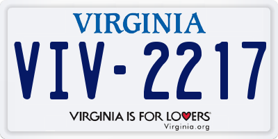VA license plate VIV2217