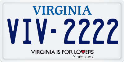 VA license plate VIV2222