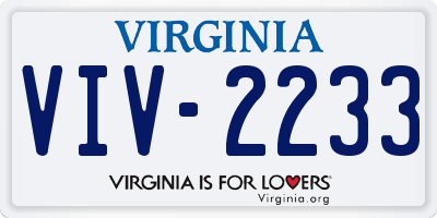 VA license plate VIV2233