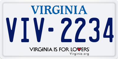 VA license plate VIV2234