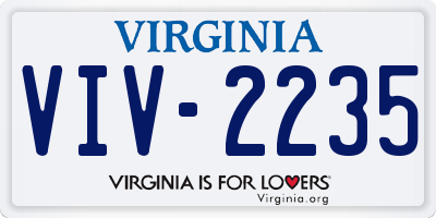 VA license plate VIV2235