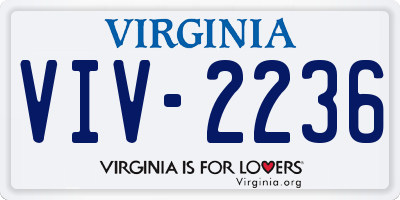 VA license plate VIV2236