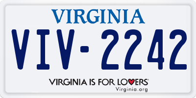 VA license plate VIV2242