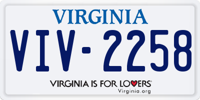 VA license plate VIV2258