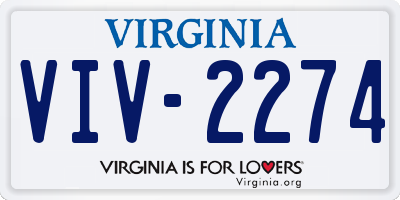 VA license plate VIV2274