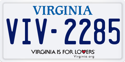 VA license plate VIV2285