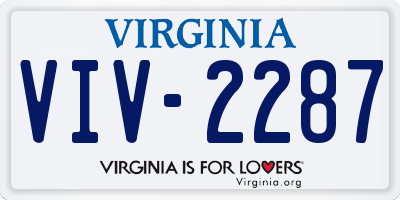 VA license plate VIV2287
