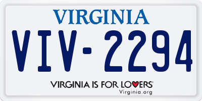 VA license plate VIV2294