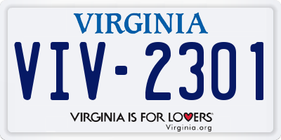 VA license plate VIV2301